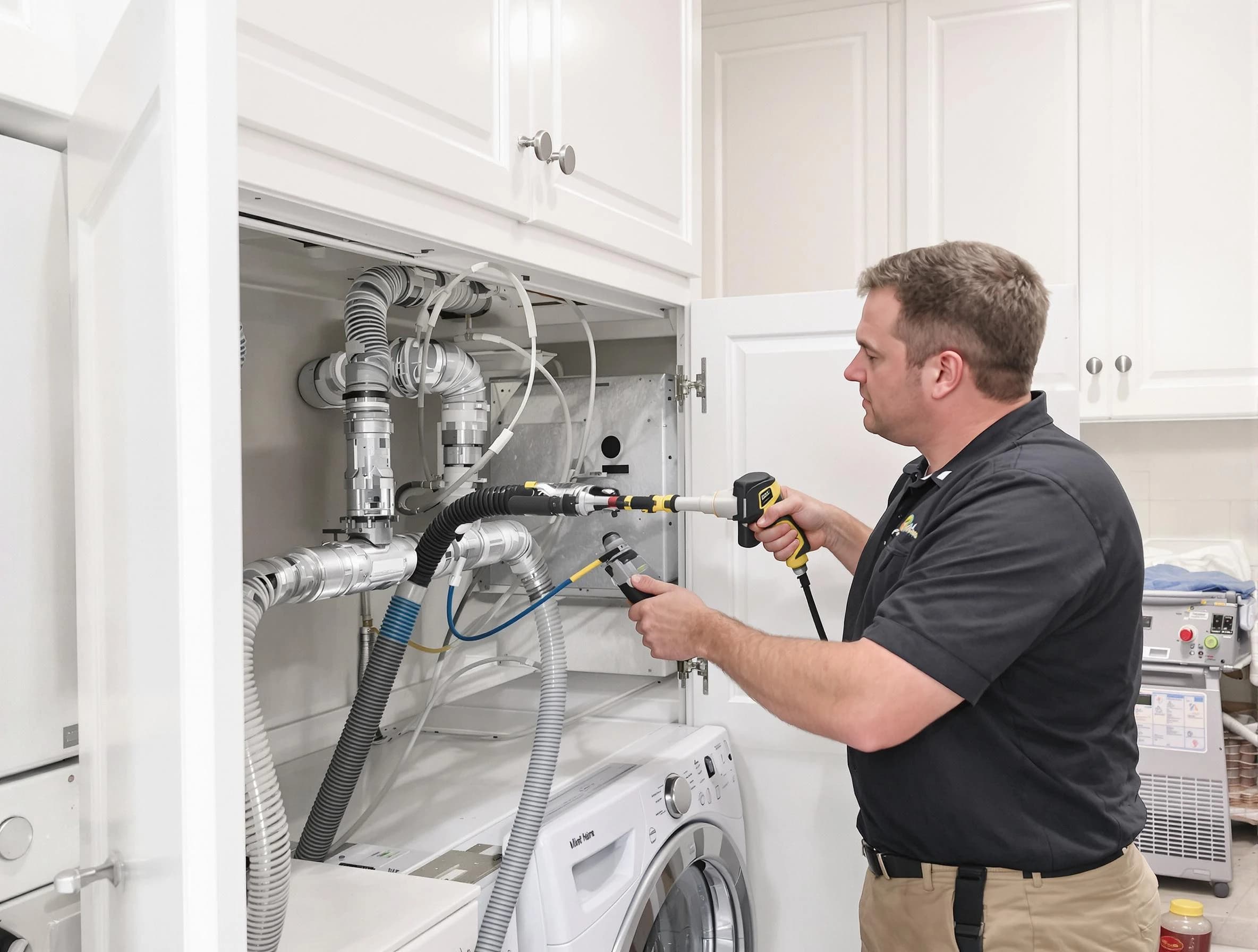Pomona Dryer Vent Cleaning professional removing severe blockage from a clogged dryer vent in Pomona