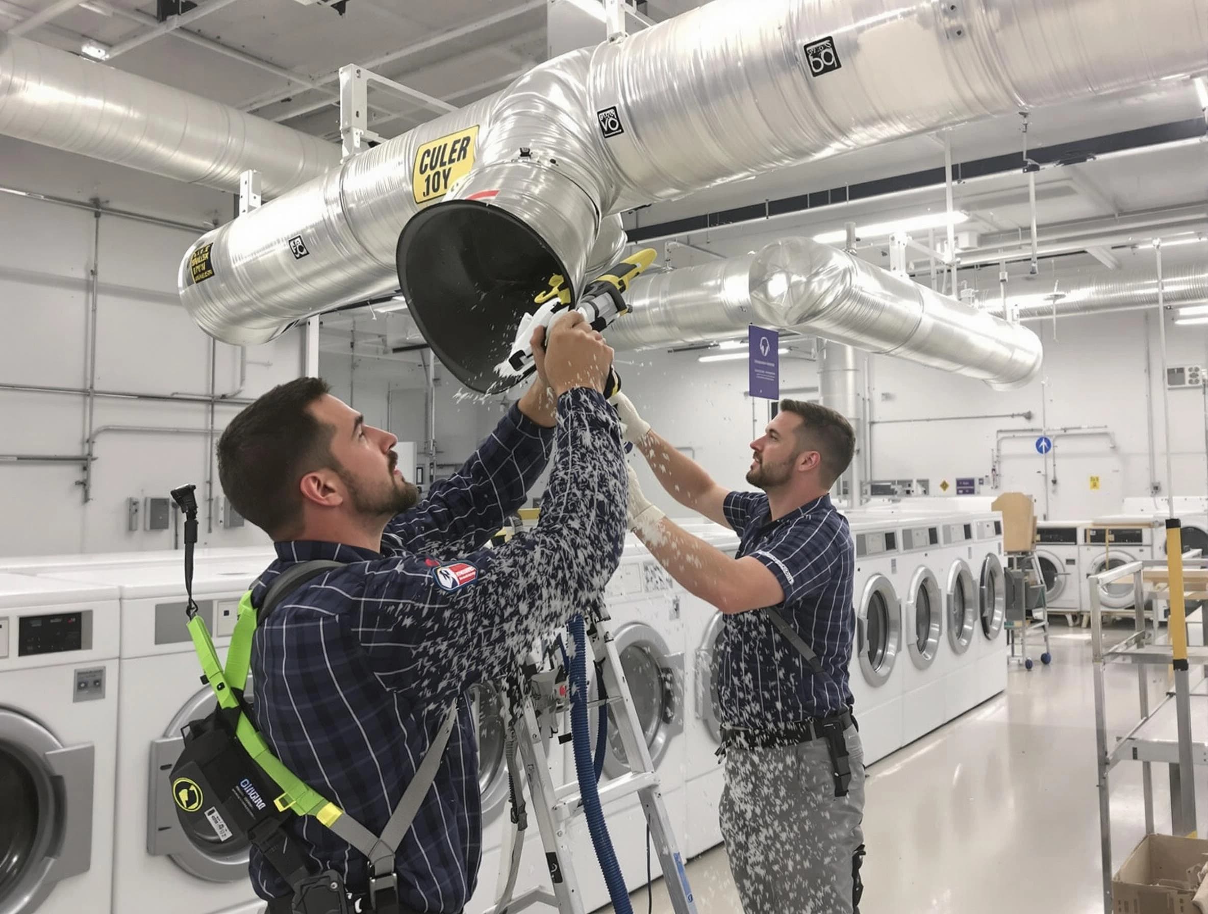 Pomona Dryer Vent Cleaning team performing large-scale commercial dryer vent cleaning in Pomona