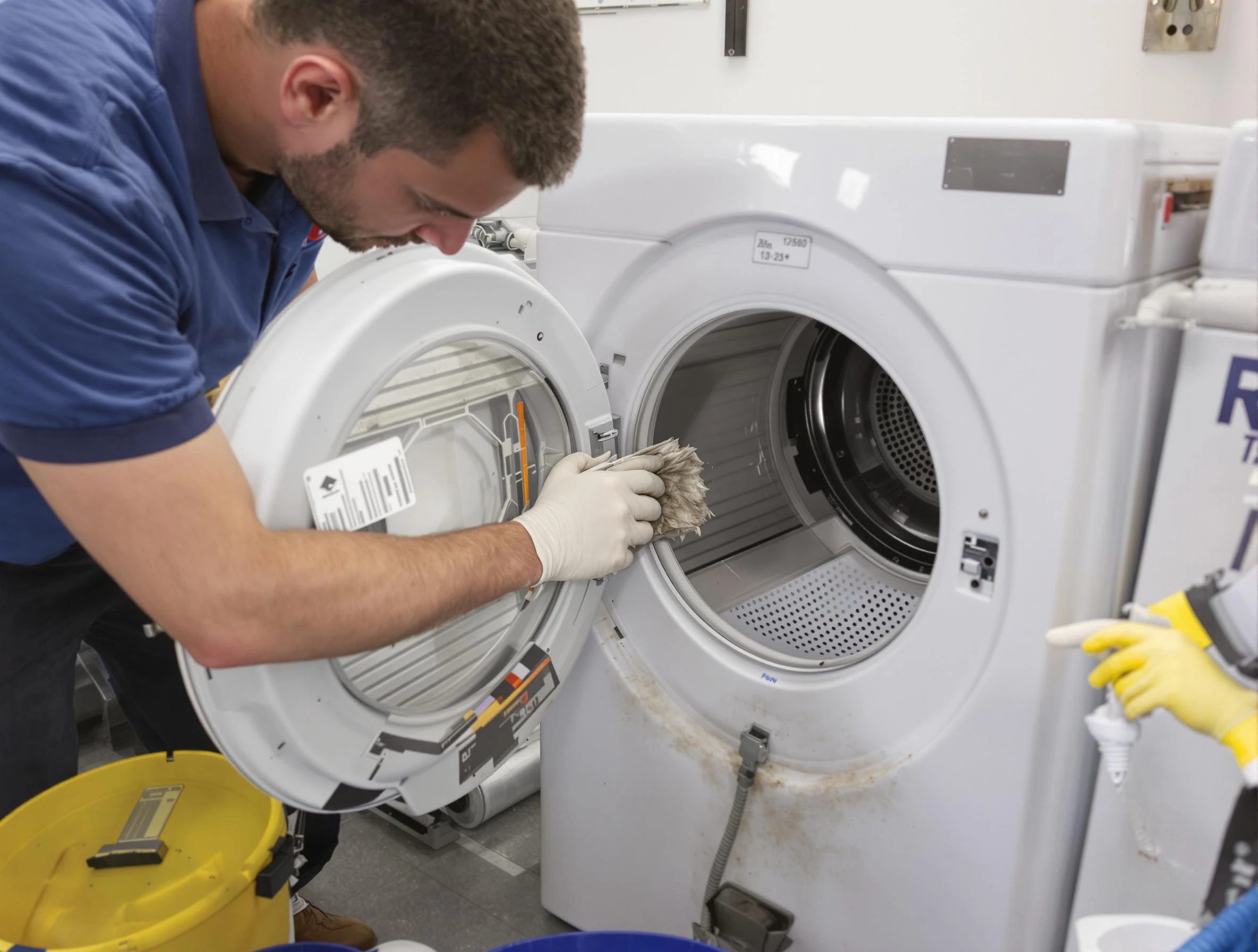 Pomona Dryer Vent Cleaning specialist performing detailed lint trap cleaning service in Pomona